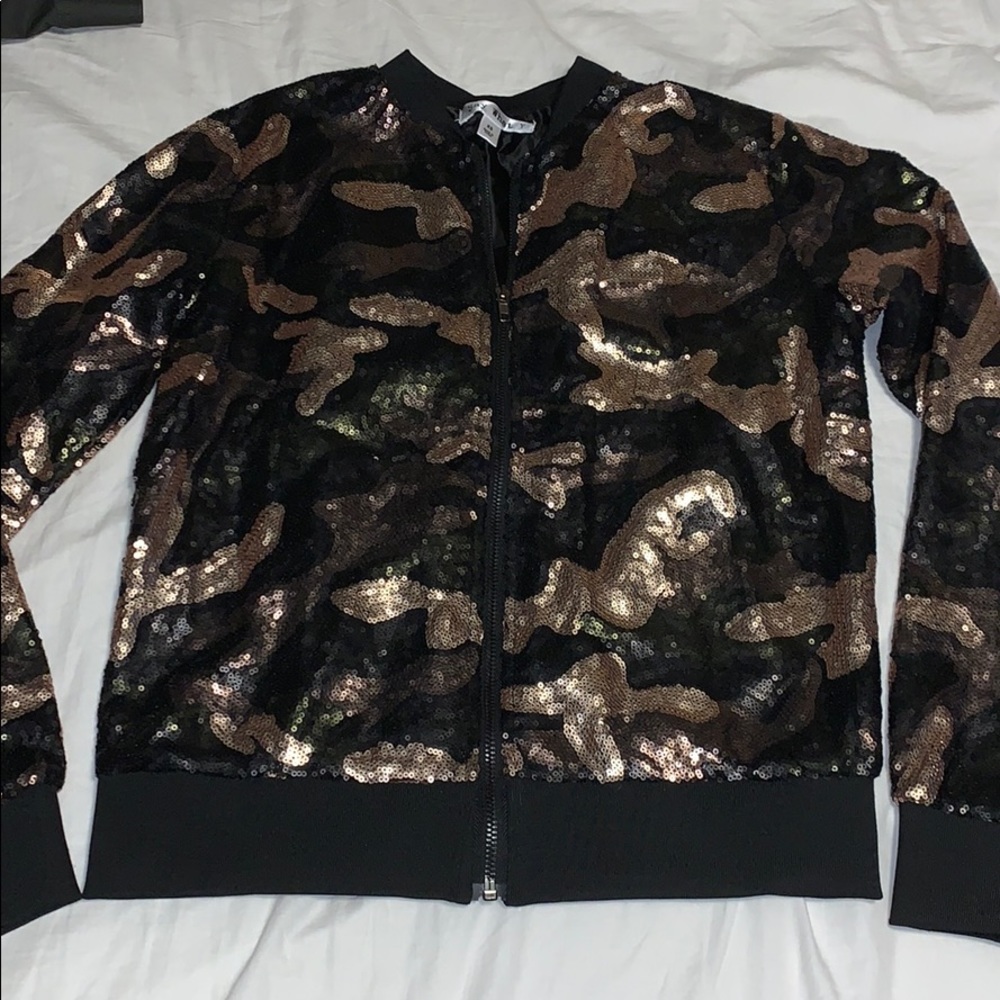Sequin camo bomber